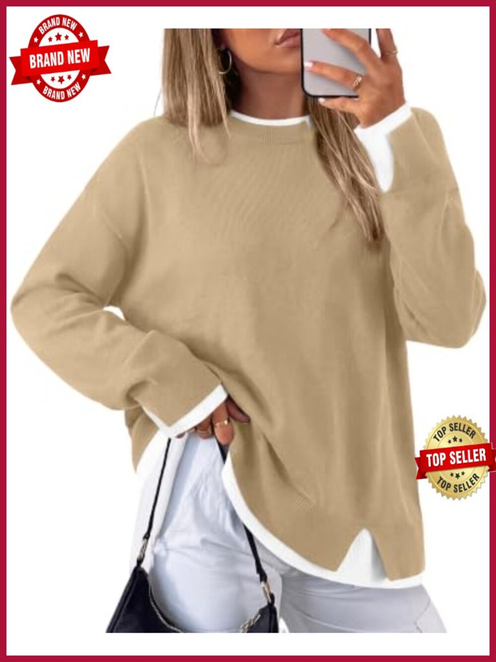 Womens Long Sleeve Crew Neck Knit Pullover Sweater